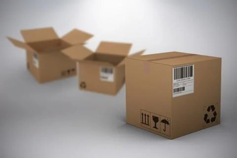 Composite image of 3d image of cardboad box Foto stock