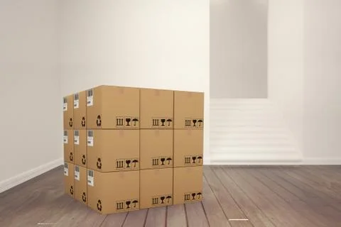Composite image of 3d image of cardboard boxes Stock Illustration