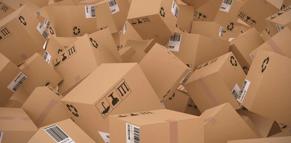 Composite image of 3d image of cardboard boxes Foto stock