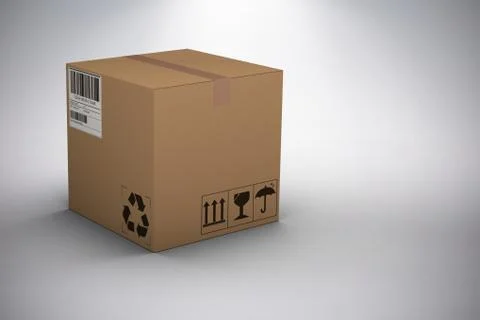 Composite image of 3d image of courier box on Foto stock