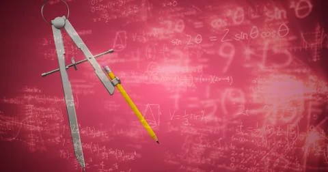 Composite image of 3d image of drawing compass with pencil Illustrazione stock