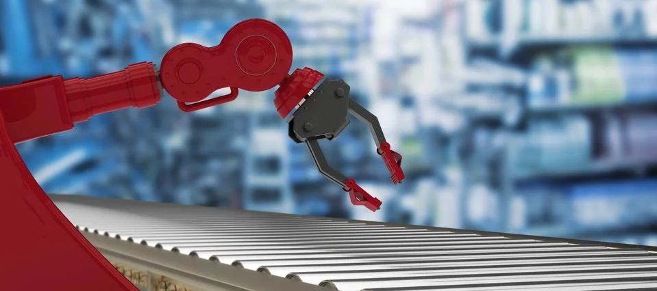 Composite image of 3d image of empty conveyor belt Illustrazione stock