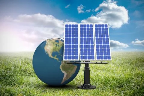 Composite image of 3d image of globe with solar panel Stock Illustration