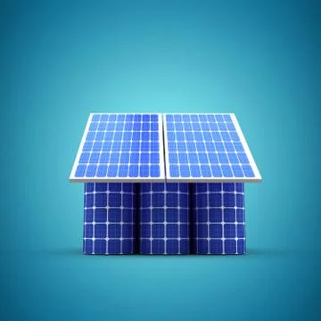 Composite image of 3d image of house model made from solar cell and panels Stock Illustration