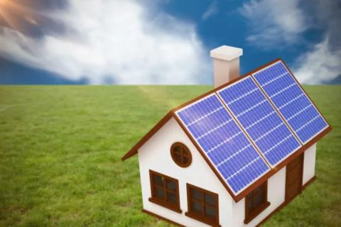 Composite image of 3d image of house with solar panels Stock Illustration
