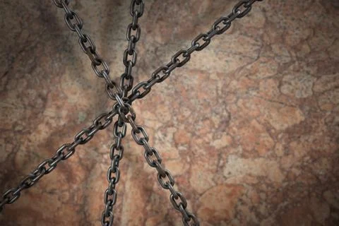 Composite image of 3d image of metallic chains intersecting Stock Photos