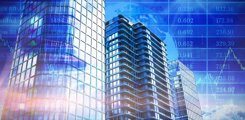 Composite image of 3d image of modern offices Stock Illustration
