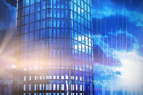 Composite image of 3d image of modern building Ilustración de archivo