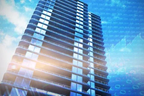 Composite image of 3d image of modern building Ilustración de archivo