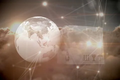 Composite image of 3d image of planet earth and box Stock Photos