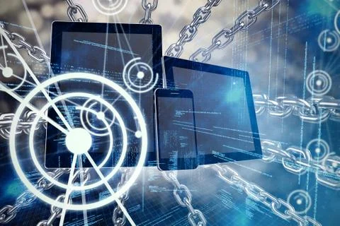 Composite image of 3d image of silver chain 스톡 일러스트