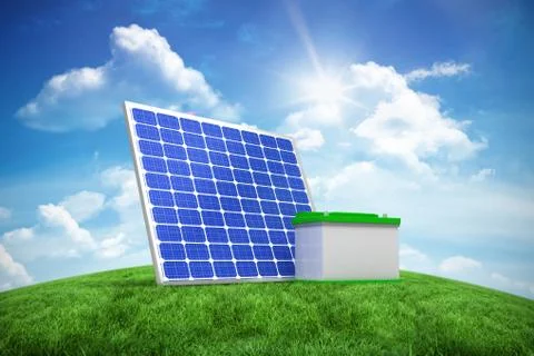 Composite image of 3d image of solar panel with battery Stock Illustration