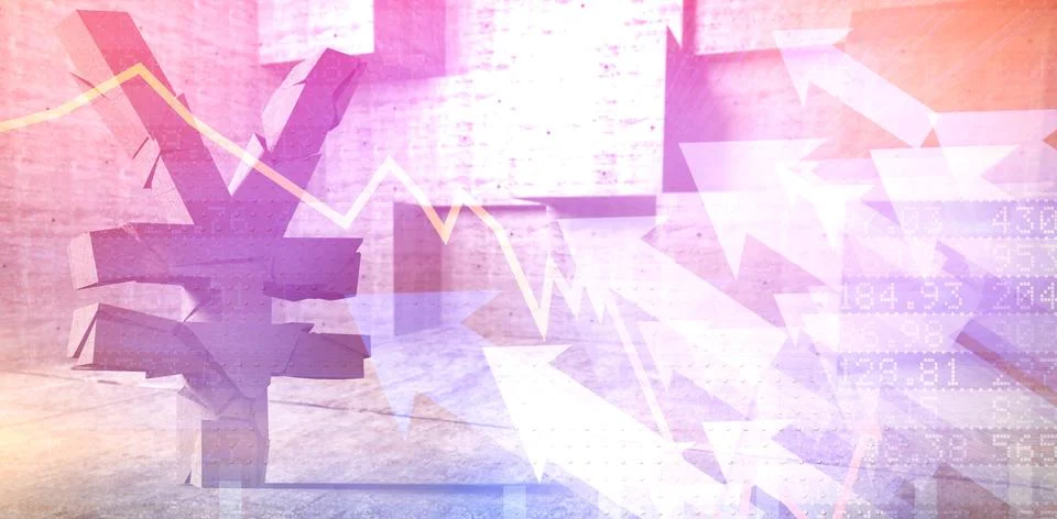Composite image of 3d image of yen sign Stock Illustration
