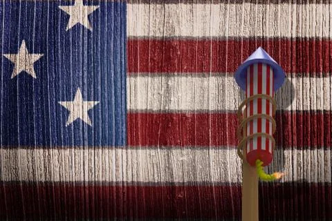 Composite image of 3D rocket for fireworks Stock Illustration