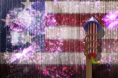 Composite image of 3D rocket for fireworks Stock Illustration