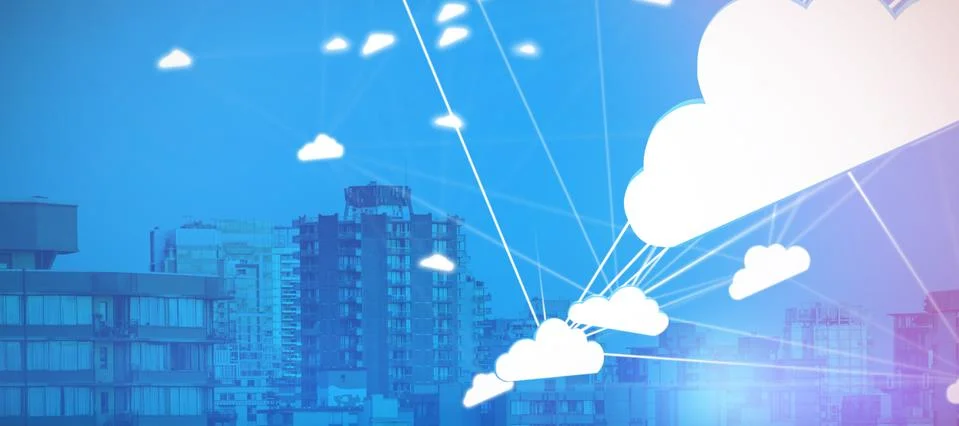 Composite image of abstract image of cloud computing symbol Stock Photos