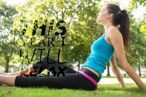 Composite image of active peaceful brunette enjoying the sun Stock Illustration
