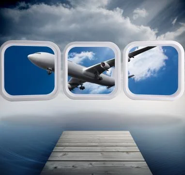 Composite image of airplane on abstract screen Stock Illustration