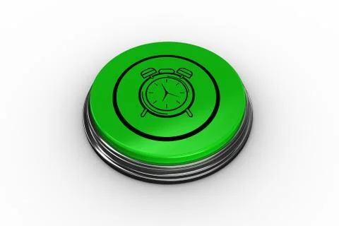 Composite image of alarm clock graphic on button Stock Illustration