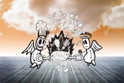 Composite image of angel and devil doodle Stock Illustration