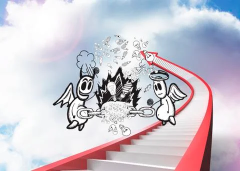 Composite image of angel and devil doodle Stock Illustration