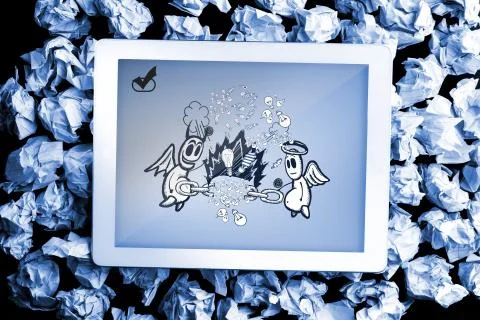 Composite image of angel and devil doodle Stock Illustration