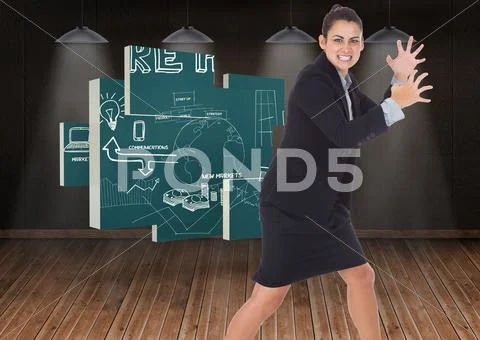 Composite image of angry businesswoman gesturing Stock Illustration