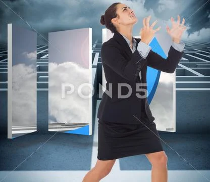 Composite image of angry businesswoman gesturing Stock Illustration