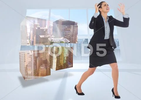 Composite image of angry businesswoman gesturing Stock Illustration
