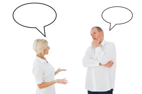 Composite image of angry older couple arguing with each other Ilustración de archivo