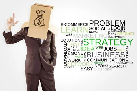 Composite image of anonymous businessman pointing up with finger Illustrazione stock