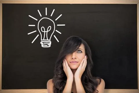 Composite image of anxious brown haired model posing holding her head Stock Illustration