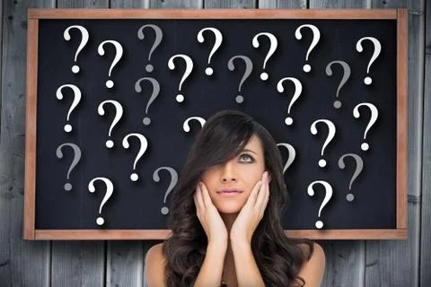 Composite image of anxious brown haired model posing holding her head Stock Illustration