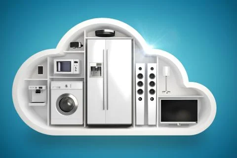 Composite image of appliance in cloud shape 3d Stock Illustration