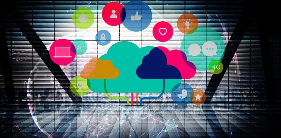 Composite image of apps and cloud computing concept Stock Illustration