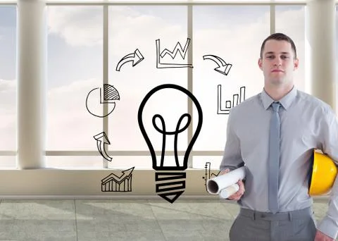 Composite image of architect carrying construction plans Stock Illustration