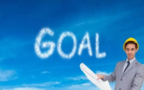 Composite image of architect with hard hat holding plans イラスト素材