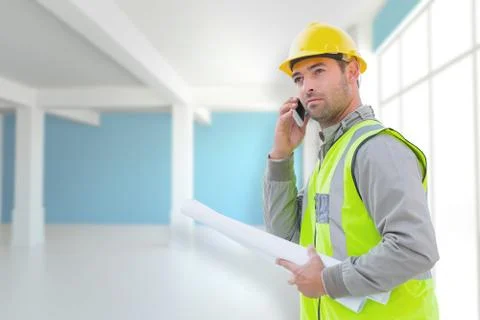 Composite image of architect on the phone Stock Photos