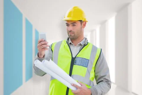 Composite image of architect on the phone Stock Photos