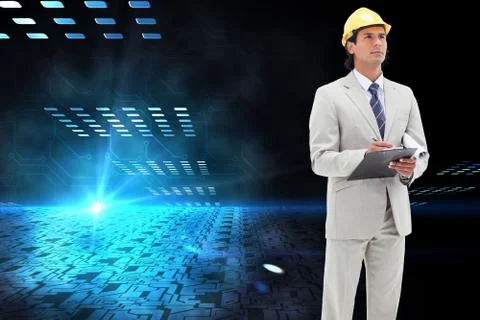 Composite image of architect taking notes Stock Illustration