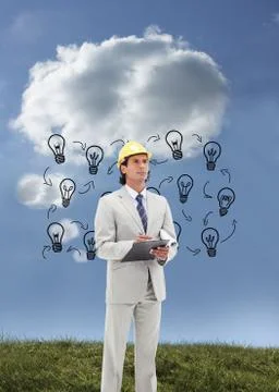 Composite image of architect taking notes Stock Illustration