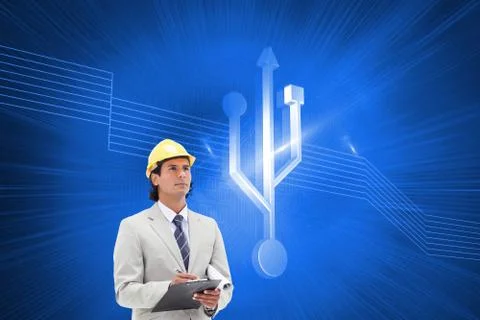 Composite image of architect taking notes Stock Illustration