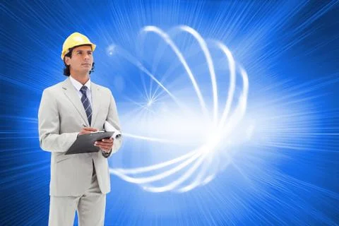 Composite image of architect taking notes Stock Illustration