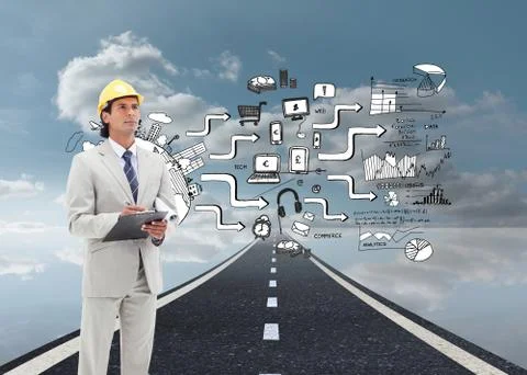 Composite image of architect taking notes Stock Illustration