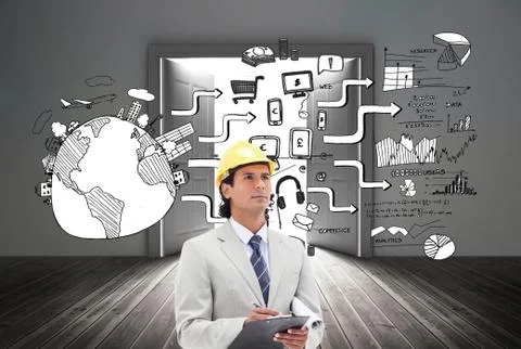 Composite image of architect taking notes Stock Illustration