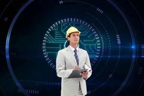 Composite image of architect taking notes Illustrazione stock