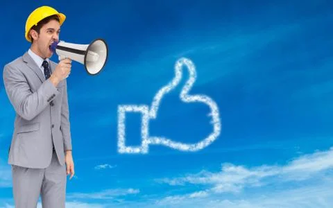 Composite image of architect yelling with a megaphone Stock Illustration