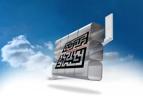 Composite image of arrow going through maze on abstract screen イラスト素材