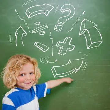 Composite image of arrows and math signs Illustrazione stock