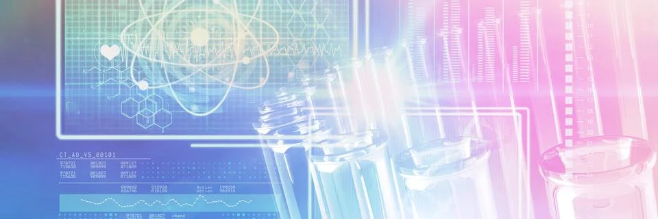 Composite image of atom and dna helix interface Stock Illustration